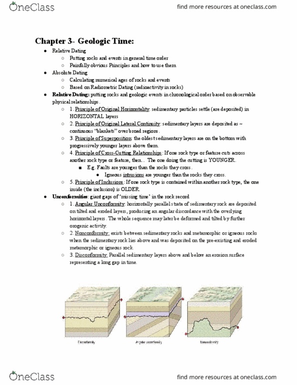 GEL 20 Lecture Notes - Lecture 3: Radiometric Dating, Erosion Surface, Orogeny thumbnail