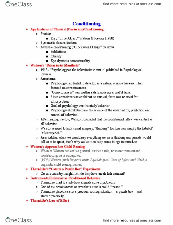 PSY 1 Lecture Notes - Lecture 10: Psychological Review, Systematic Desensitization, Egosyntonic And Egodystonic thumbnail
