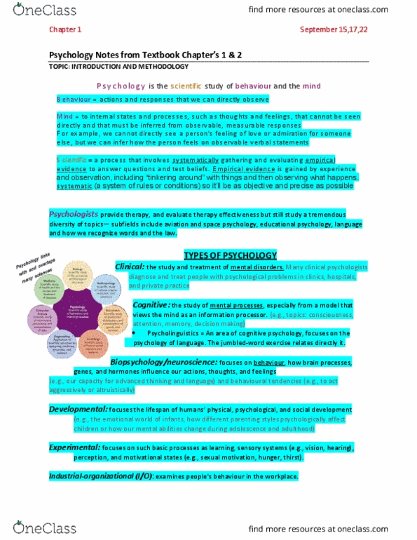 Psychology 1000 Chapter Notes - Chapter 1: Behavioral Neuroscience, Confirmation Bias, Pineal Gland thumbnail