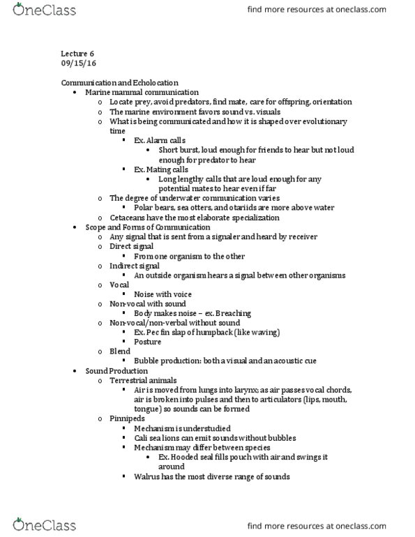 MSC 350 Lecture Notes - Lecture 6: Marine Mammal, Vocal Folds, Synovial Bursa thumbnail