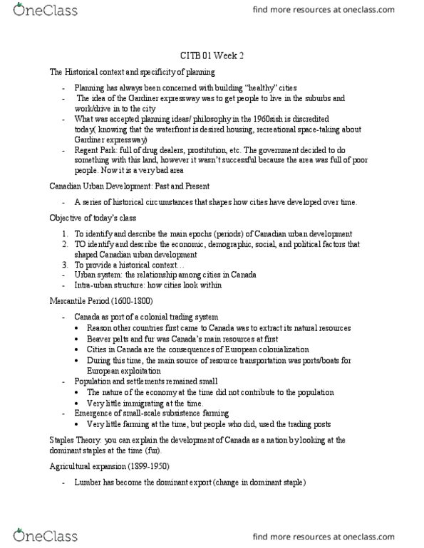 CITB01H3 Lecture Notes - Lecture 2: Gardiner Expressway, Main Source, Transcontinental Railroad thumbnail