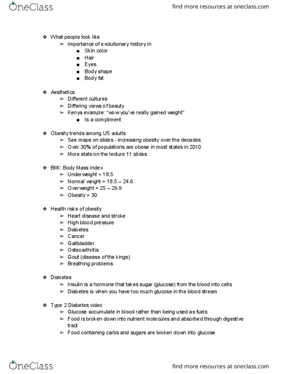 INTEGBI 35AC Lecture Notes - Lecture 11: James V. Neel, Diabetes Mellitus Type 2, Hypertension thumbnail