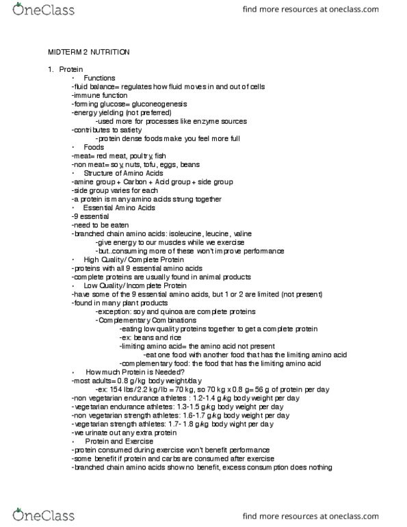 IPHY 2420 Lecture Notes - Lecture 2: Branched-Chain Amino Acid, Vitamin, Red Meat thumbnail