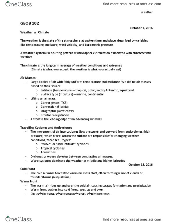 GEOB 102 Lecture Notes - Lecture 7: Warm Front, Cold Front, Thrust Stage thumbnail