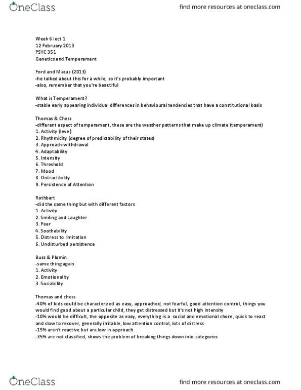 PSYC 351 Lecture Notes - Lecture 11: David Buss, Twin Study, Behavioural Genetics thumbnail