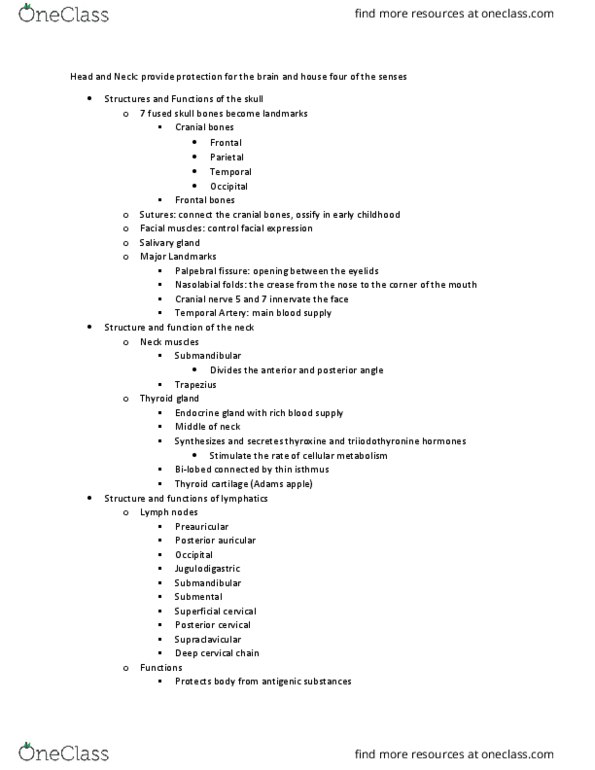 NSG 261 Chapter Notes - Chapter 13: Palpebral Fissure, Thyroid Cartilage, Thyroid thumbnail