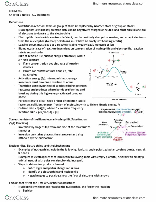CHEM266 Chapter Notes - Chapter 7: Electrophile, Substitution Reaction, Nucleophile thumbnail