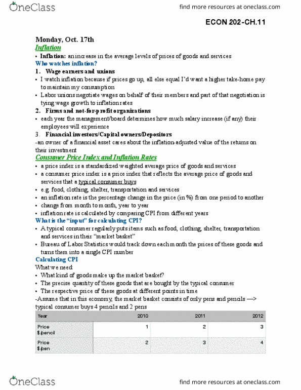 EC 202 Chapter Notes - Chapter 11: Market Basket, Weighted Arithmetic Mean, Nominal Interest Rate thumbnail