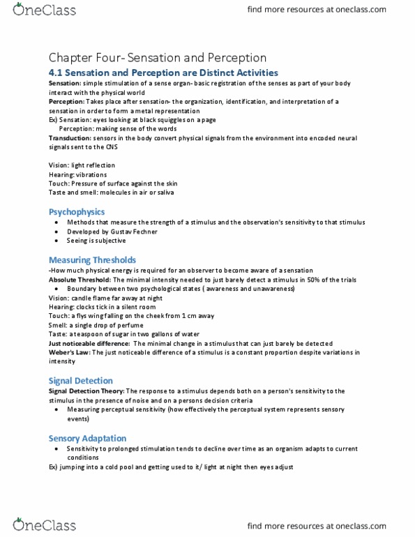 PSYO 111 Chapter Notes - Chapter 4: Retinal Ganglion Cell, Detection Theory, Optic Chiasm thumbnail