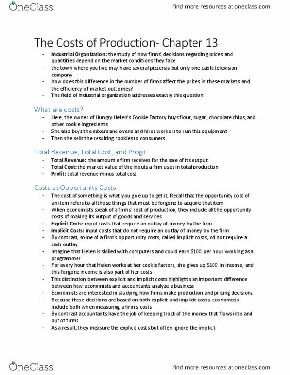 EC120 Lecture Notes - Lecture 13: Production Function, Marginal Product, Marginal Cost thumbnail