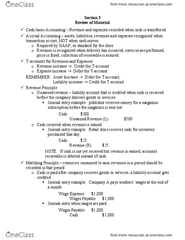 ACCO 230 Lecture Notes - Lecture 3: Accounts Receivable, Accrual thumbnail