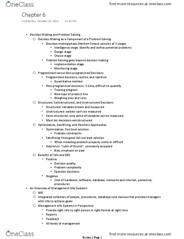 ITEC 1301 Chapter Notes - Chapter 6: Flexible Manufacturing System, Financial Audit, General Ledger thumbnail