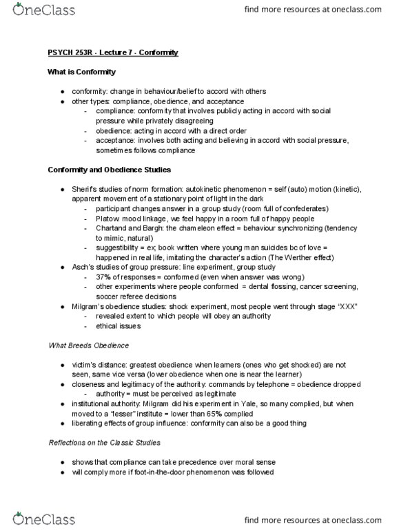 PSYCH253 Lecture Notes - Lecture 7: Stationary Point, Chameleon, Suggestibility thumbnail