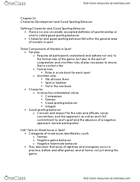 KINE 316 Lecture Notes - Lecture 13: Hazing, Negative Approach, Moral Development thumbnail