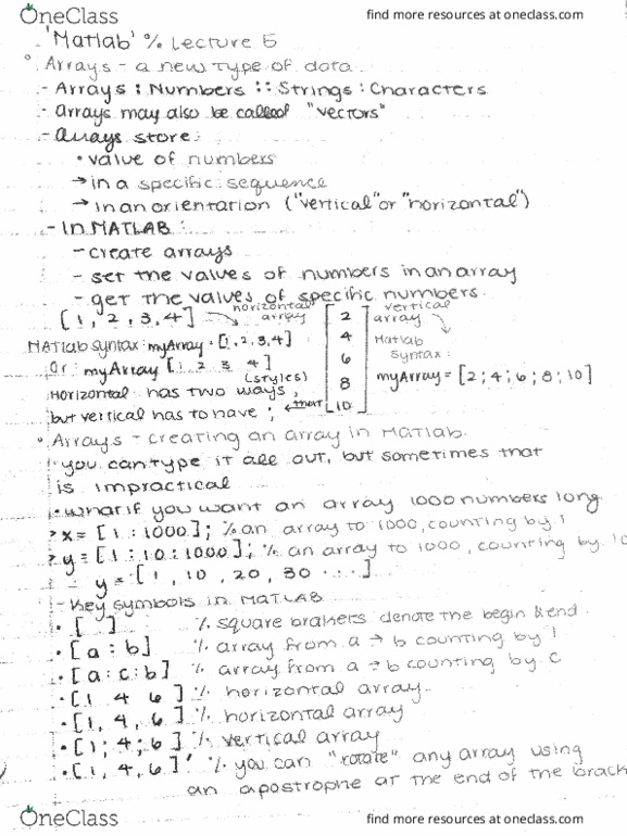14:440:127 Lecture Notes - Lecture 5: Matlab thumbnail