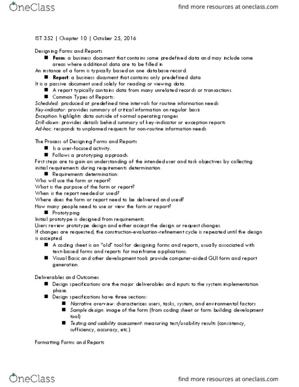 IST 352 Lecture Notes - Lecture 8: Usability, Leading, Delimiter thumbnail