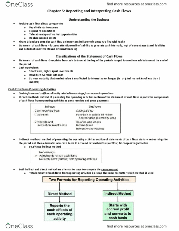 BU127 Chapter Notes - Chapter 5: Cash Flow Statement, Cash Flow, Decision Table thumbnail