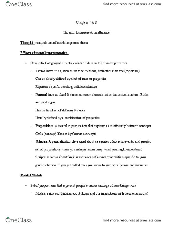 PY - Psychology PY 100L Lecture Notes - Lecture 10: Informal Logic, Mental Models, Theory Of Multiple Intelligences thumbnail