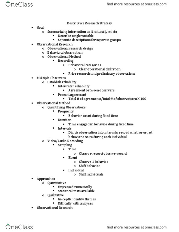 PSYC 2300 Lecture Notes - Lecture 7: Contrived, Operational Definition, Habituation thumbnail