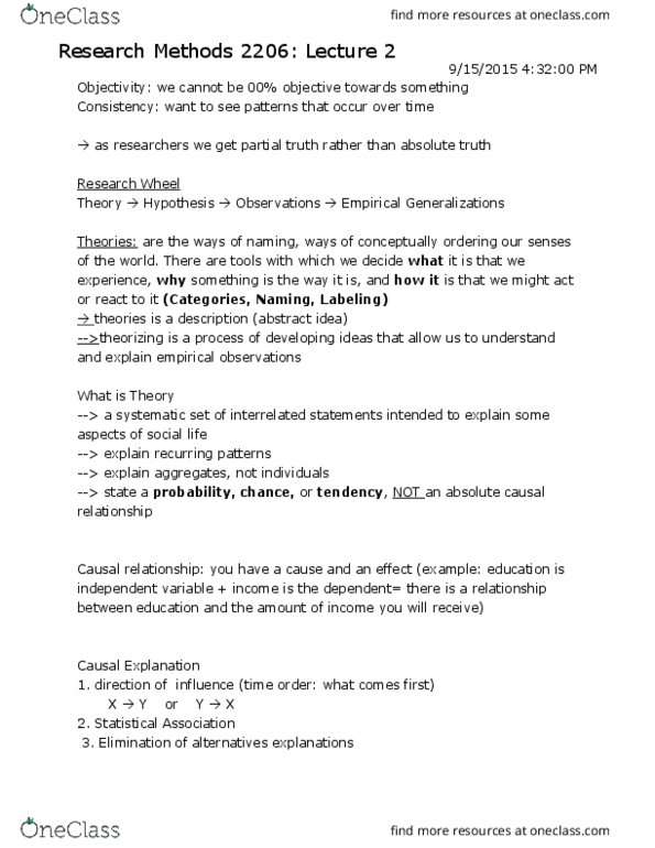 Sociology 2206A/B Lecture 2: Research Methods 2206 Lecture 2 thumbnail