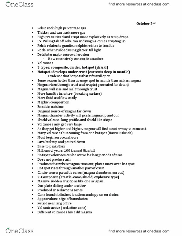 NATS 1750 Lecture Notes - Lecture 3: Shield Volcano, Pyroclastic Flow, Magma Chamber thumbnail