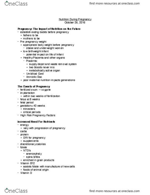 NFSC 100 Lecture Notes - Lecture 12: Supplemental Nutrition Assistance Program, Anencephaly, Placenta thumbnail