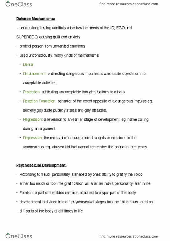 PSYC 111 Lecture Notes - Lecture 2: Libido, Reaction Formation, Electra Complex thumbnail