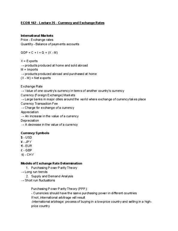 ECON 162 Lecture Notes - Lecture 25: Japanese Yen, Arbitrage, Xm Satellite Radio thumbnail