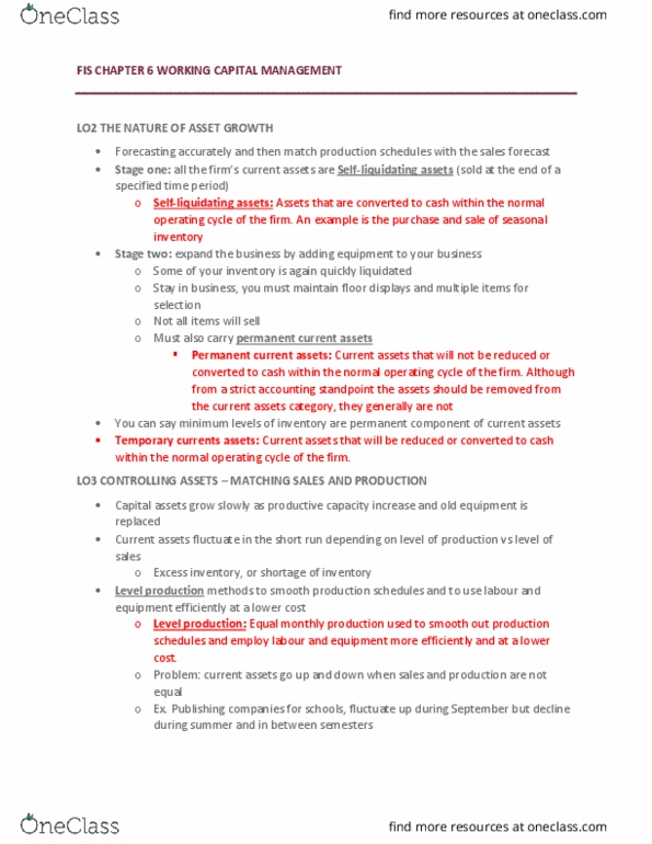 Business Administration - Management FIS403 Chapter Notes - Chapter 6: Cash Conversion Cycle, Cash Flow, Current Liability thumbnail