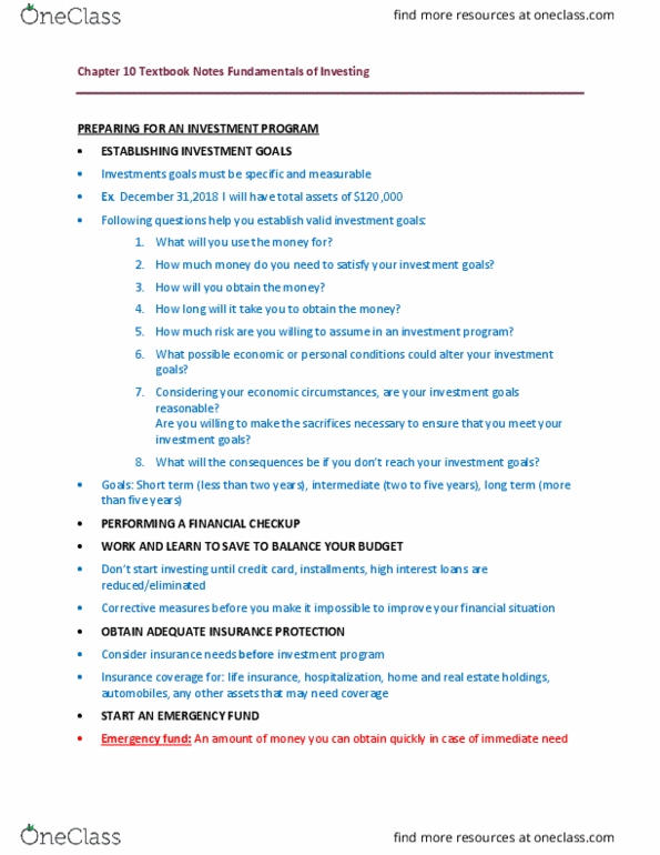 Financial Services _Ã‡Ã´ Client Services RFC121 Chapter Notes - Chapter 10: Mutual Fund, Corporate Bond, Preferred Stock thumbnail