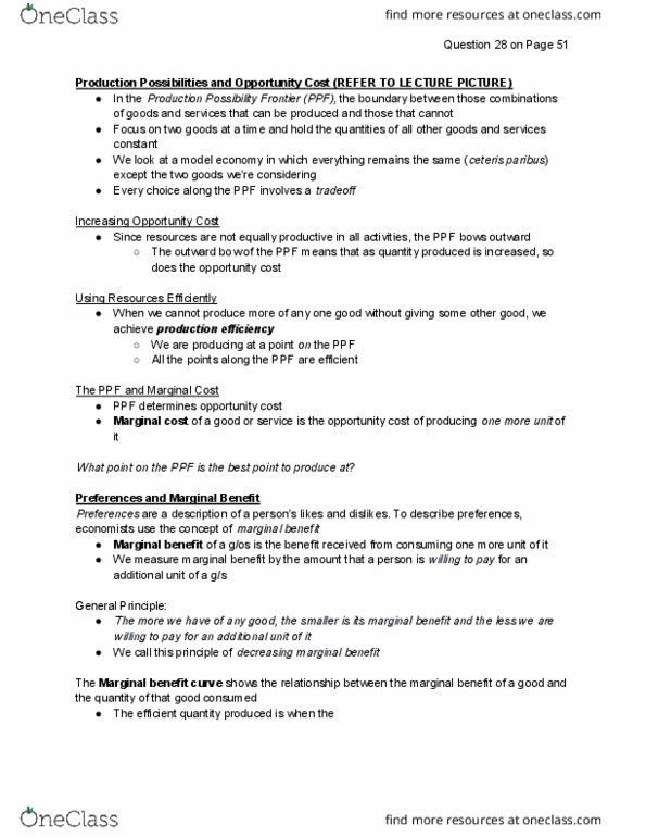 ECON102 Lecture Notes - Lecture 2: Ceteris Paribus, Allocative Efficiency, Marginal Utility thumbnail