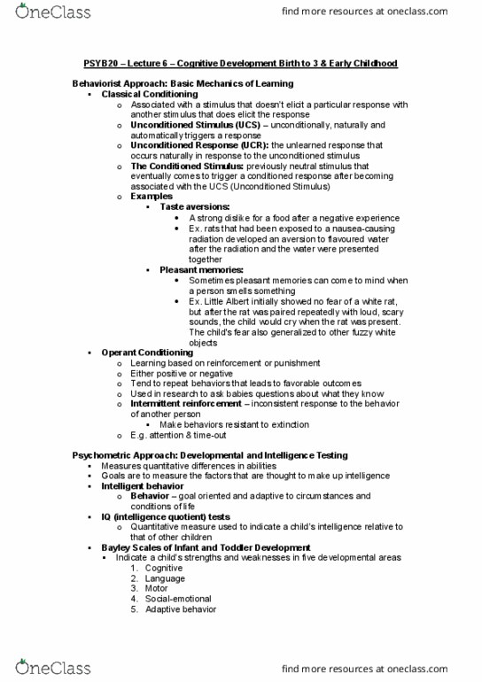 PSYB20H3 Lecture Notes - Lecture 6: Classical Conditioning, Intelligence Quotient, Fluid And Crystallized Intelligence thumbnail