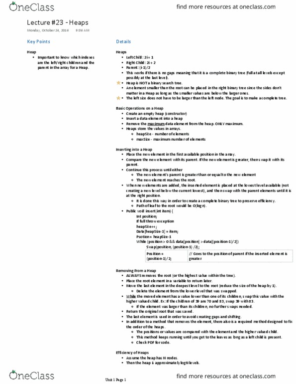 CSE 214 Lecture Notes - Lecture 23: Binary Tree, Binary Search Tree, Data Element thumbnail