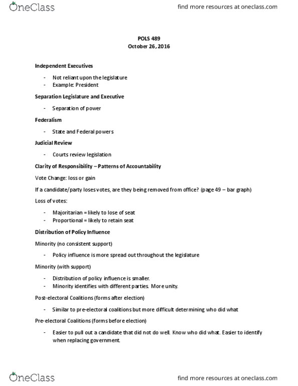 POLS 489 Lecture Notes - Lecture 12: One-Party State thumbnail