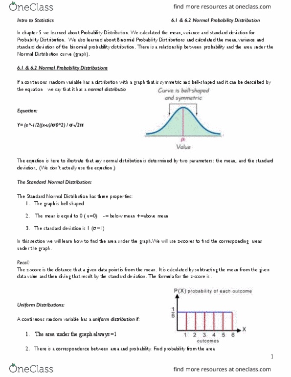 130 Lecture Notes - Lecture 15: Binomial Distribution, Probability Distribution, Normal Distribution thumbnail