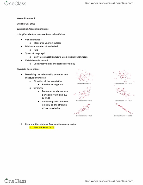 PSYCH291 Lecture Notes - Lecture 12: Scatter Plot, Internal Validity, Effect Size thumbnail