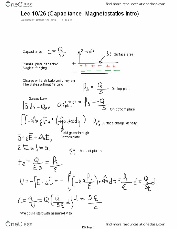 ECEN 3613 Lecture Notes - Lecture 7: Magnetostatics, Surface Charge, Current Source thumbnail