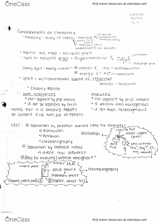 CHEM 101 Lecture Notes - Lecture 1: Molecule, Kilogram thumbnail