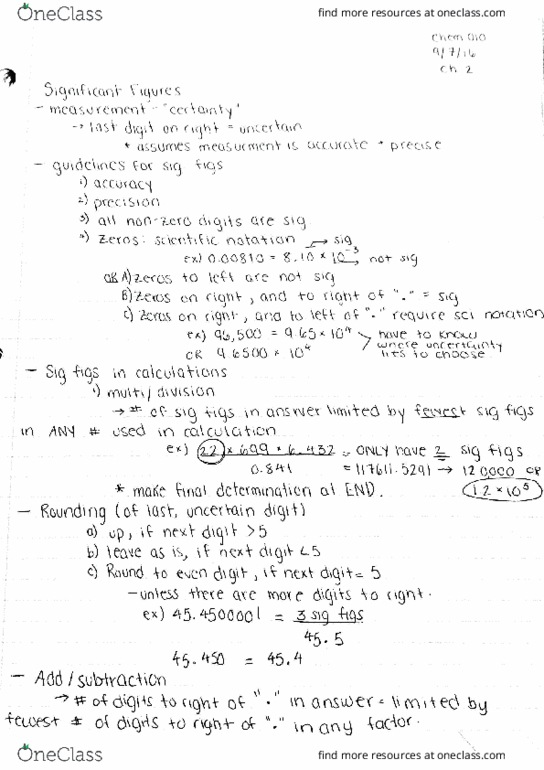 CHEM 101 Lecture Notes - Lecture 2: Fahrenheit, Standard Deviation, Mass Spectrometry thumbnail