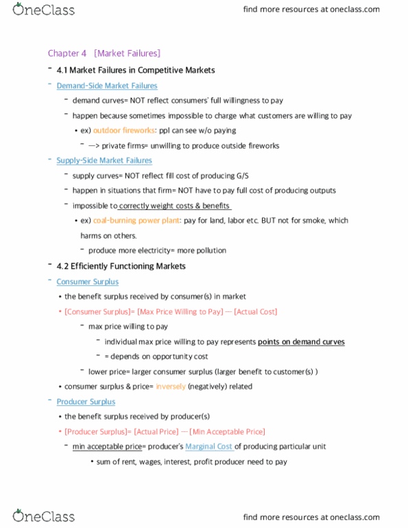 ECON 2023 Chapter Notes - Chapter 4: Economic Surplus, Mira-Bhayandar Municipal Corporation, Market Failure thumbnail