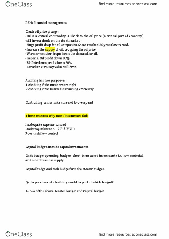 RSM100Y1 Lecture Notes - Lecture 12: Mattress, Money Supply, Mutual Fund thumbnail