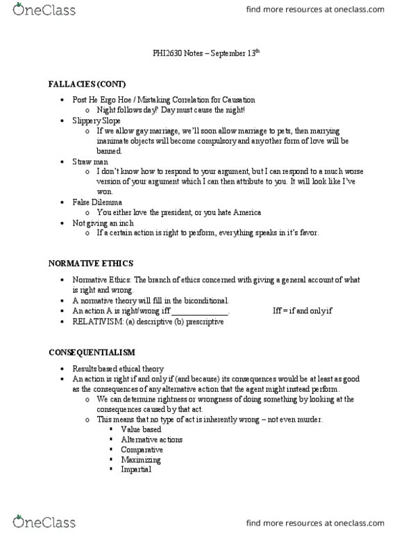 PHI-2630 Lecture Notes - Lecture 2: Straw Man, Logical Biconditional, False Dilemma thumbnail