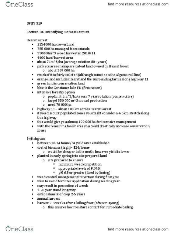 GPHY 319 Lecture Notes - Lecture 10: Panicum Virgatum, Carbon Credit, Kyoto Protocol thumbnail