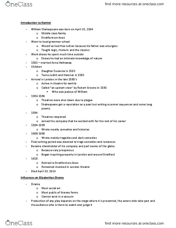 ENGL 1080 Lecture Notes - Lecture 16: Stage Machinery, Polonius thumbnail