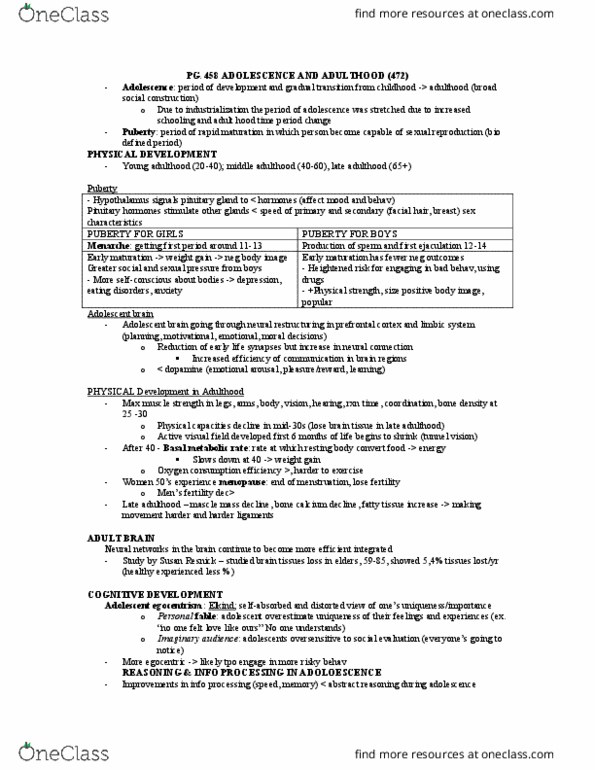 Psychology 1000 Chapter Notes - Chapter 1: Fergus I. M. Craik, Fluid And Crystallized Intelligence, Basal Metabolic Rate thumbnail