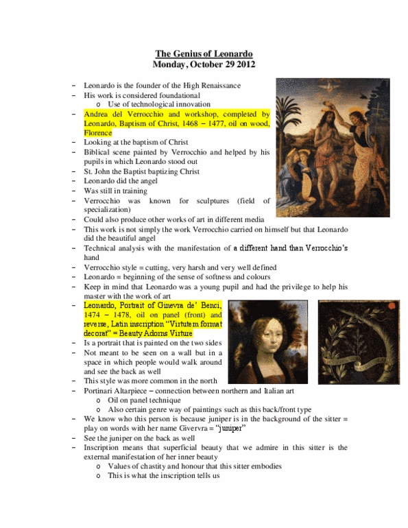 FAH230H1 Lecture : Week 8- The Genius of Leonardo.pdf thumbnail