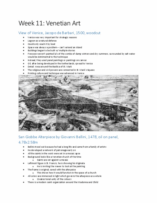 FAH230H1 Lecture : Week 11 - Renaissance Venetian Art (titian, giorgione).pdf thumbnail