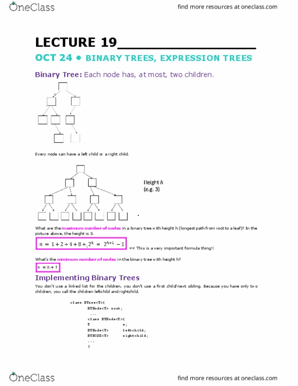 COMP 206 Lecture Notes - Lecture 19: Tree Traversal, Binary Tree, Preorder thumbnail