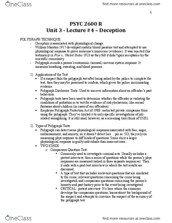 PSYC 2400 Lecture Notes - Lecture 3: Polygraph, Ground Truth, Cerebral Circulation thumbnail