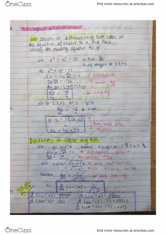 MATH 1A Lecture 17: Ch 3.5 Implicit Differentiation, Ch 3.6 Derivatives of Log Funtions thumbnail